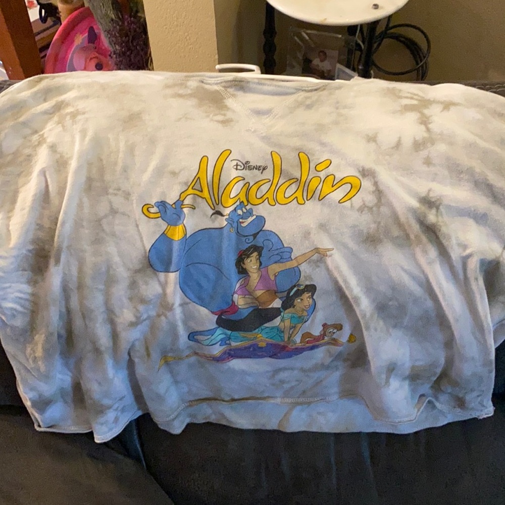 Grey Aladdin Long Sleeve Crop Top